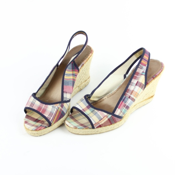 J. Crew Shoes - J Crew Sandals Plaid Espadrilles Wedge Italy